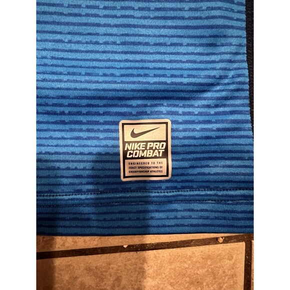 Nike Shirt Mens Small Pro Combat Hyperwarm Fitted Blue Athletic Running Gym - Picture 5 of 9